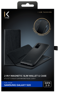 GEN 2.0 funda magnética delgada 2 en 1 y carcasa para Samsung Galaxy S20, Negro