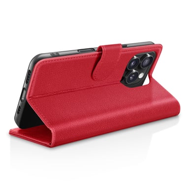 Zanaé Funda tipo cartera para iPhone 16 Pro Max con soporte y lengüeta magnética Rojo