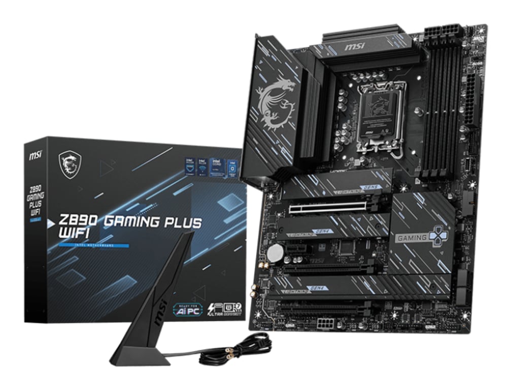 Carte mère MSI Z890 GAMING PLUS WIFI Wi Fi 7 5G LAN Thunderbolt 4 PCIe 5.0 Intel Core Ultra - vue 3