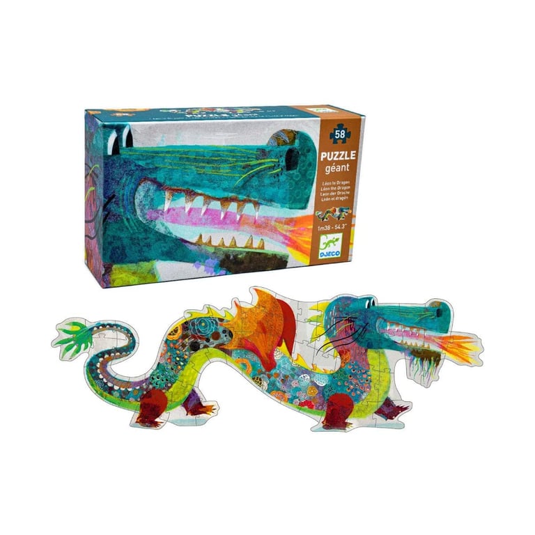 Djeco Puzzle Géant Léon le dragon 58 pièces