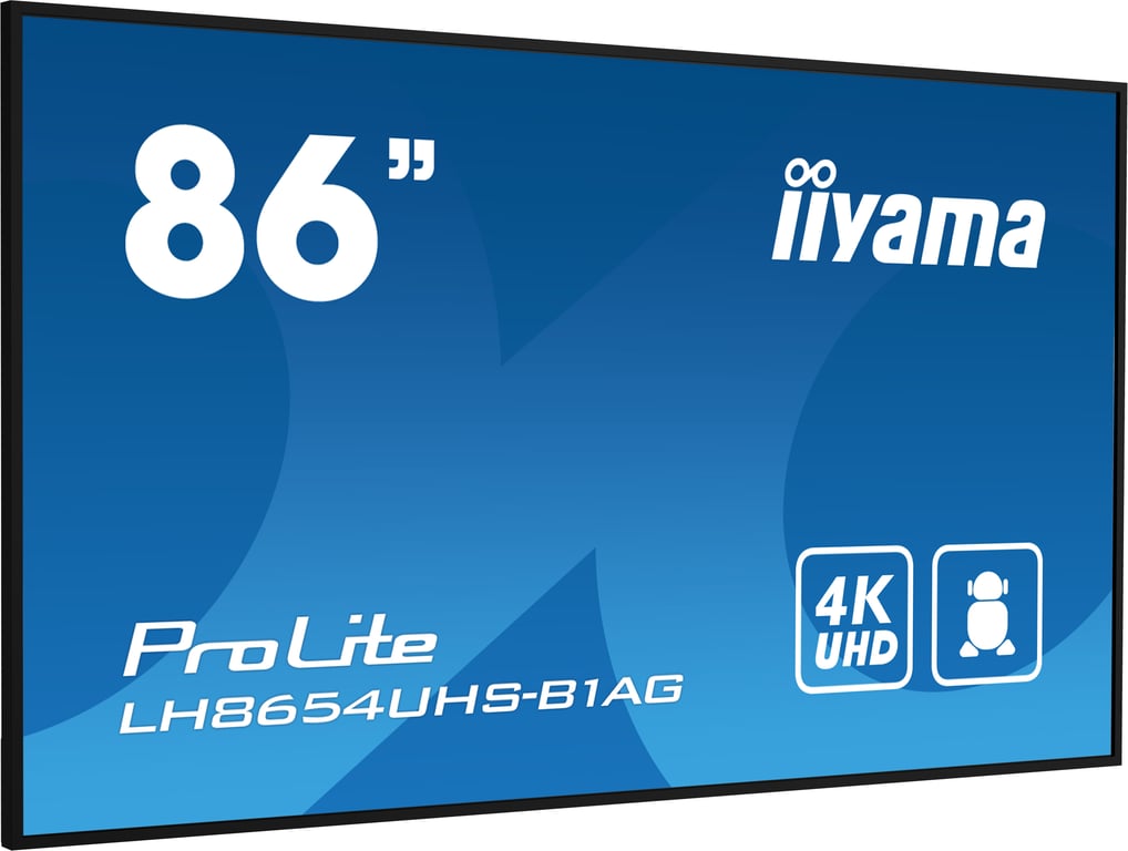 Iiyama LH8654UHS B1AG Classe de diagonale 86 LH54 Series écran LCD rétro éclairé par LED signalétique numérique interactive avec lecteur multimédia SoC intégré 4K UHD 3840 x 2160 - vue 2
