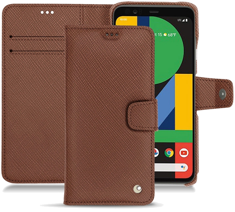 Housse cuir Google Pixel 4 XL - Rabat horizontal portefeuilleMarron