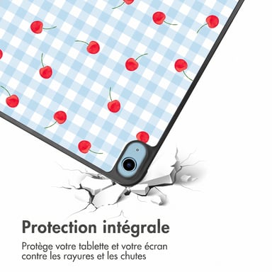 imoshion Coque tablette Design Trifold pour Apple iPad 11 (2025) 11 pouces A16 / iPad 10 (2022) 10.9 pouces - Cherry Check