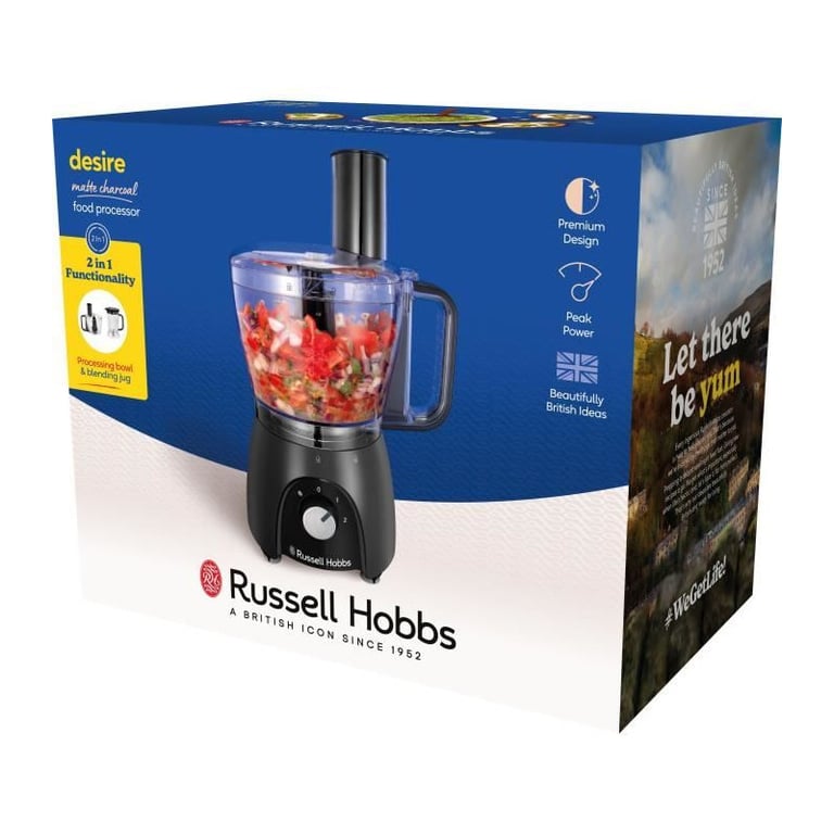 Robot Culinaire Russel Hobbs Desire Matte Charcoal – 600W, 2 Vitesses + Pulse - vue 3
