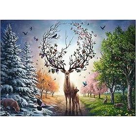 Puzzle 1000 pièces Ravensburger Édition 50 ans Cerf Fantastique 70 x 50 cm pièces uniques Vert/Jaune - Neuf