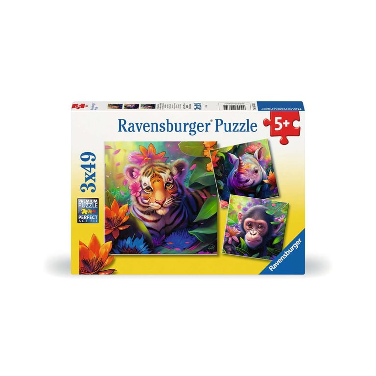 Puzzles 3 x 49 pièces : Les bébés de la jungle Ravensburger France - vue 4