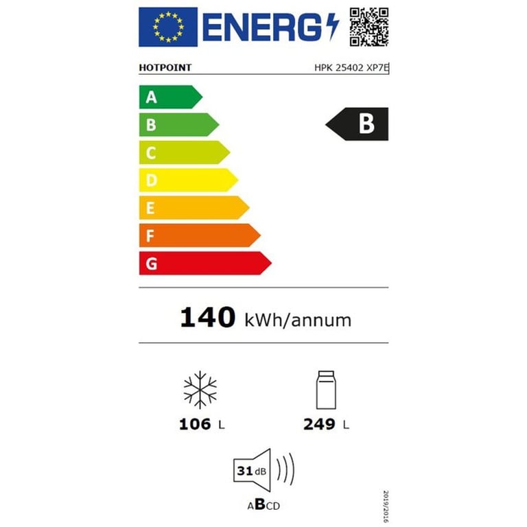 Réfrigérateur combiné HOTPOINT HPK25402XP7E Classe B 355 595 x 663 x 2035 cm Inox - vue 4