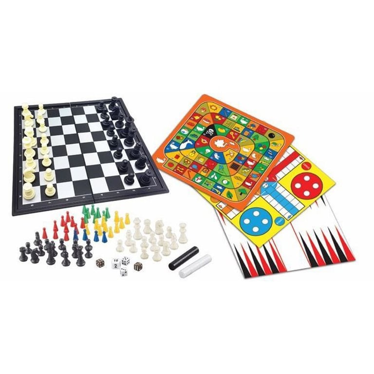 Jeu de société magnétique Lexibook 8-en-1 Échecs Dames Moulin Serpents et échelles Oie Petits chevaux Chine Trictrac Blanc - Neuf