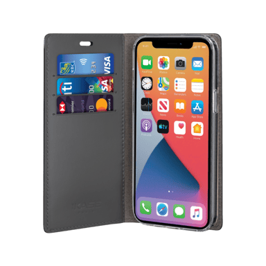 Diarycase 2.0 Guscio in vera pelle con supporto magnetico per Apple iPhone 12 mini, nero notte