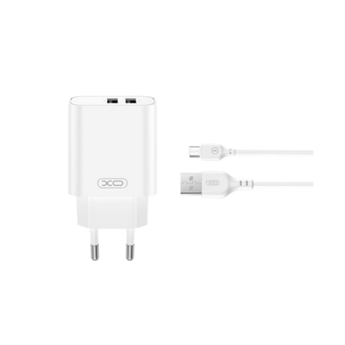 Pack Chargeur Secteur Double Usb-a 12w 2,4a + Cable USb-A vers Micro-usb - Blanc - Xo