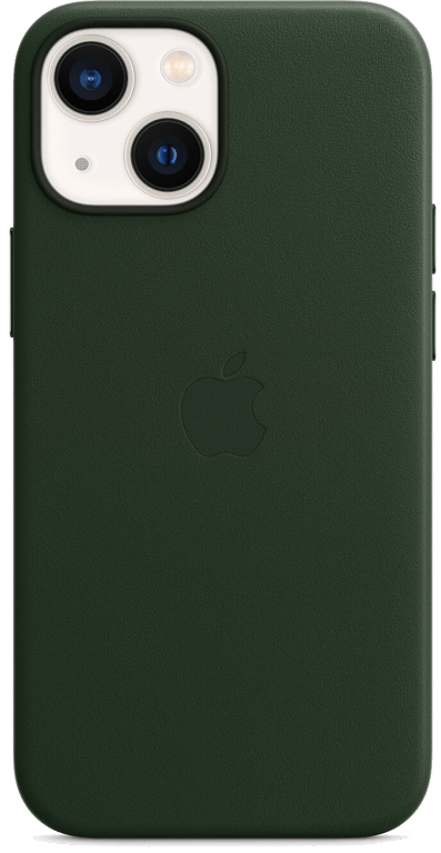 Coque en cuir Apple avec MagSafe pour iPhone 13 mini Vert séquoia