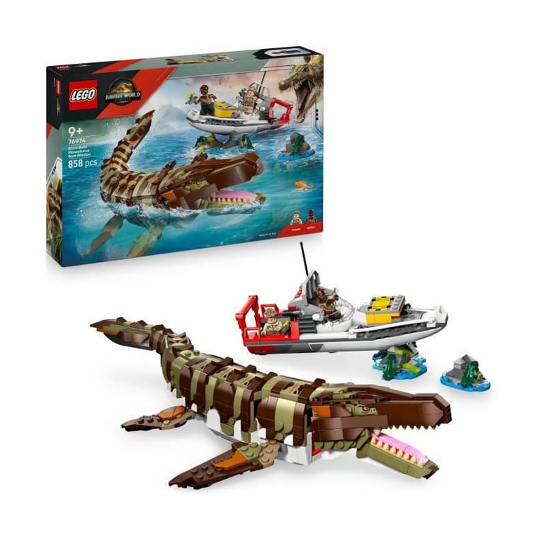 Le bateau en mission et le mosasaure en briques - Neuf