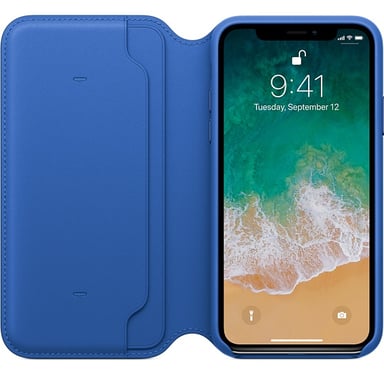 Étui en cuir pour iPhone X Bleu électrique