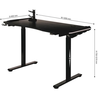 Bureau électrique gaming CGM -Double fonction : Assis ou debout - Réglage avec télécommande- L120xP60xH73-121 cm