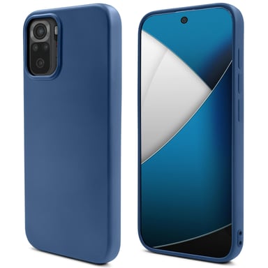 Mode de vie Moozy. Coque conçue pour Xiaomi Redmi Note 10, Redmi Note 10S, bleu nuit – Coque légère en silicone liquide avec finition mate et doublure en microfibre douce, coque en silicone de qualité supérieure