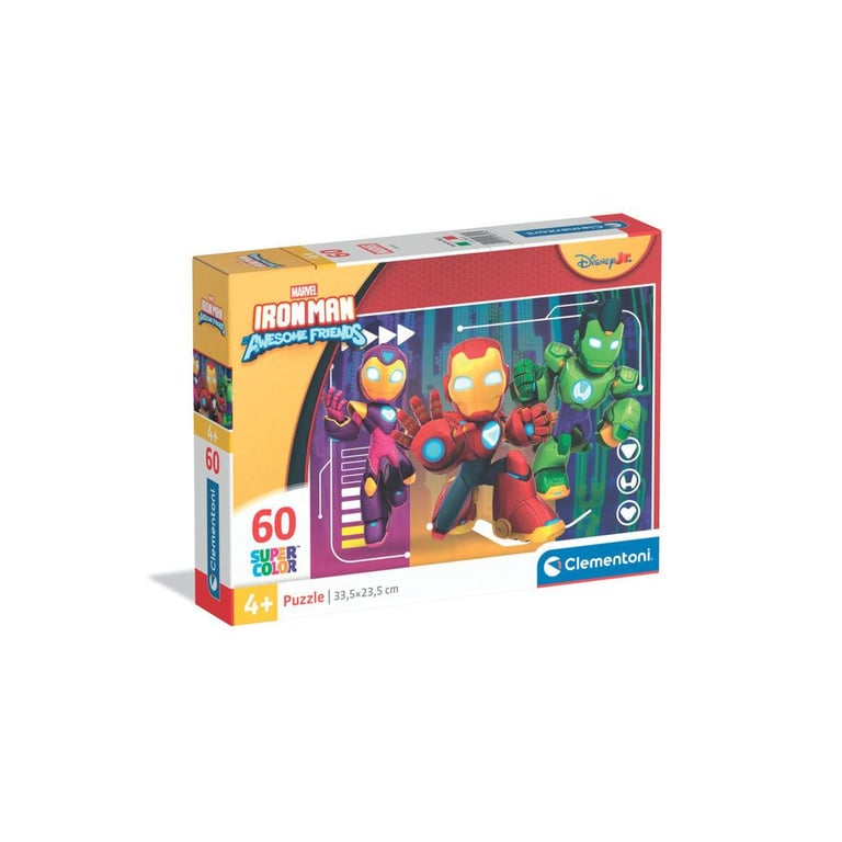 Puzzle enfant Clementoni 26313 Marvel Iron Man 60 pièces 4+ 33,5x23,5 cm Multicolore - Neuf