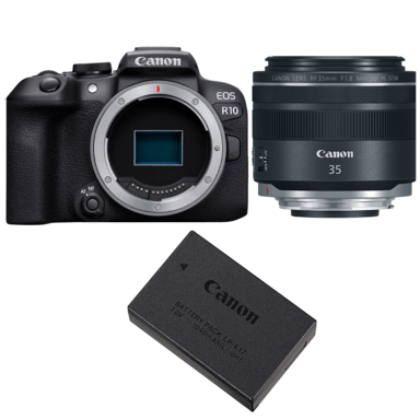 Appareil photo hybride Canon EOS R10 + RF 35mm F1.8 IS Macro STM + 1 Canon LP-E17 + Ebook  20 astuces pour des images qui claquent  - Neuf