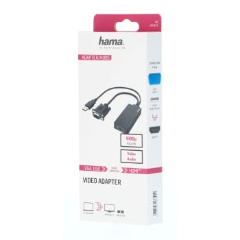 Hama 00200342 cavo video e adattatore 0,15 m USB Type-A + VGA (D-Sub) HDMI Nero