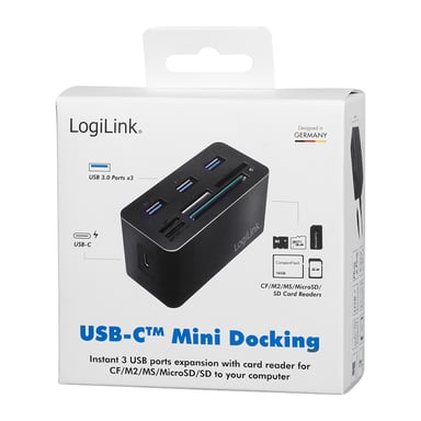 LogiLink CR0046 base para portátil y replicador de puertos Alámbrico USB 3.2 Gen 1 (3.1 Gen 1) Type-C Negro