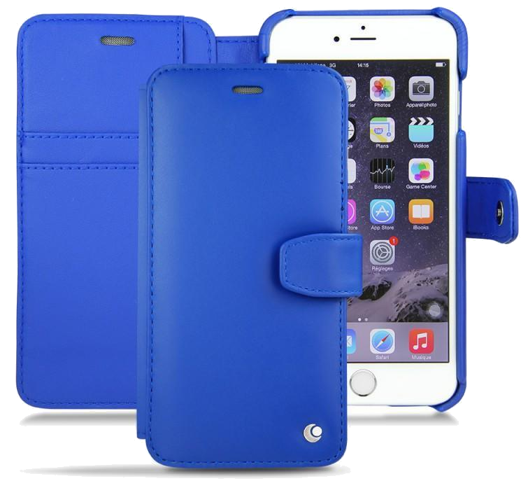 Housse cuir Apple iPhone 6 - Rabat horizontal portefeuille - Bleu océan ( Nappa - Pantone #003da5 ) 