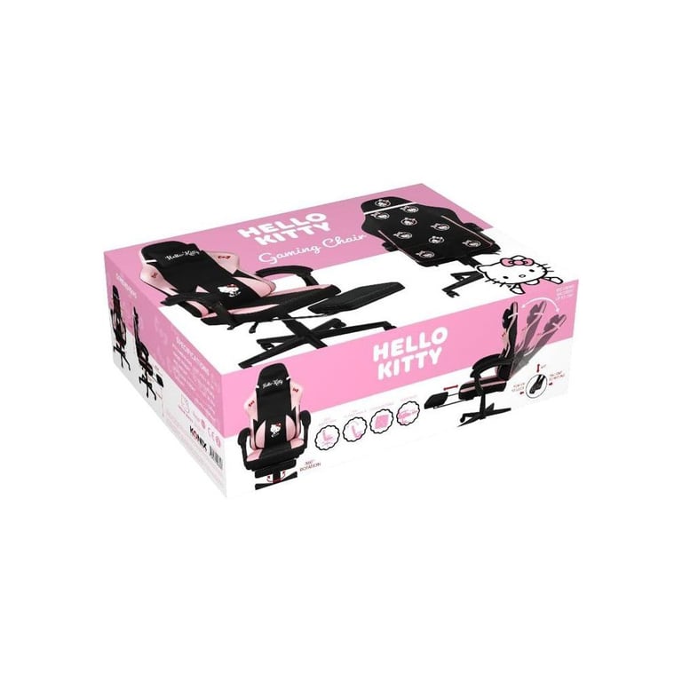 Chaise de Bureau Gaming KONIX Hello Kitty Inclinaison siège 150° Revêtement Tissu Coussin Repose pieds et - vue 3