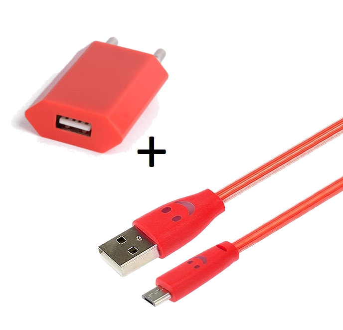 Pack Chargeur pour Manette Playstation 4 PS4 Smartphone Micro USB (Cable Smiley LED + Prise Secteur 