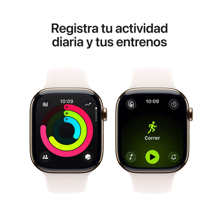 Watch Series 11 (2025) GPS + Cellulaire Boitier de 46mm en Titane Or avec bracelet sport, Rose - M/L - Neuf