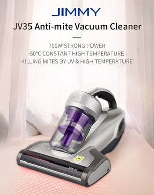 JIMMY JV35 Aspirador Antiácaros 700 W con Esterilización UV-C, Aire Caliente 60°C, Filtración Ciclónica Doble y Cepillo Anti-enredos – Ideal para Colchones, Sofás y Tejidos