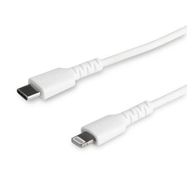 StarTech.com Cavo da USB-C a Lightning Rugged White 2m - Cavo di ricarica/sincronizzazione da USB Tipo C a Lightning in fibra aramidica - iPad/iPhone 12 Certificato Apple MFi