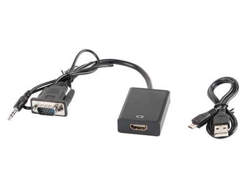 Lanberg AD-0021-BK adaptador de cable de vídeo 0,2 m HDMI tipo A (Estándar) VGA (D-Sub) Negro