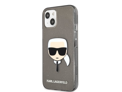 Karl Lagerfeld Funda para Apple iPhone 13 Mini Translucent Glitter Karl Negro
