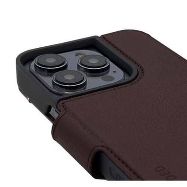 Étui Folio pour iPhone 14 Plus en Cuir avec Porte-cartes Intégré Marron