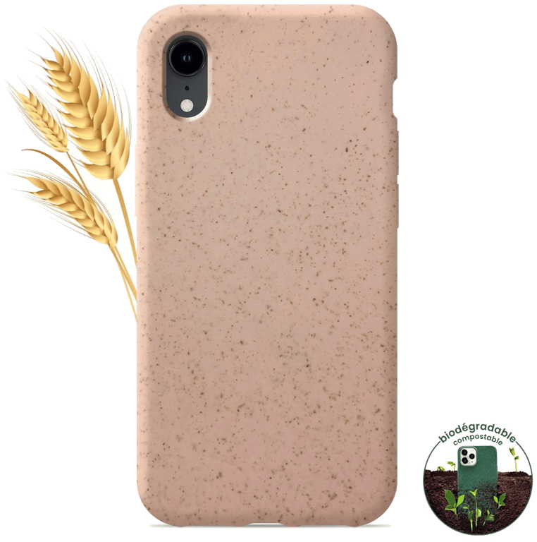 Coque silicone unie compatible Biodégradable Rose Apple iPhone XR