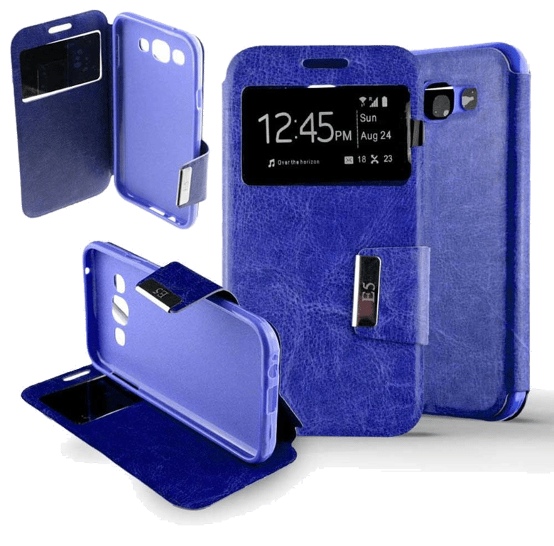 Etui Folio compatible Bleu Samsung Galaxy E5