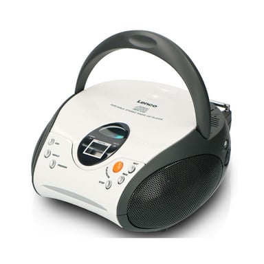 Radio FM Stéréo Portable avec Lecteur CD et Antenne Télescopique Blanc