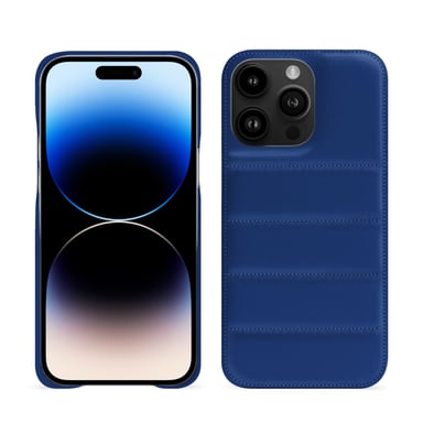 Coque matelassée Apple iPhone 15 Pro Max -  - Bleu - Cuir lisse