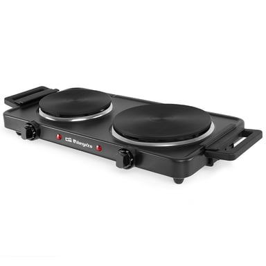 Table de Cuisson Électrique Pliante Orbegozo PE 2855 - Puissance 2500W - 2 Surfaces de Cuisson - 2 - Neuf