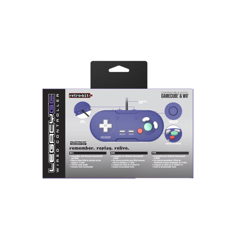 Retrobit - LegacyGC Manette Filaire pour Nintendo Gamecube Indigo Blue - Connexion d'origine - Neuf