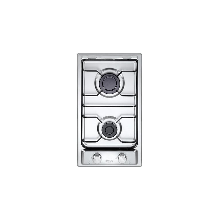 Plaque de cuisson à gaz Inox 30 cm 2 feux Allumage électronique Grilles émaillées noires