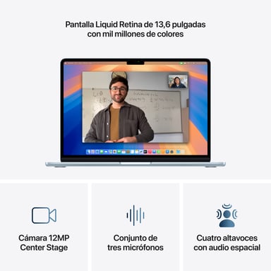 Macbook Air M4 (2025) 13', 256 Go 16 Go Apple GPU 8, Azul cielo - QWERTY ES