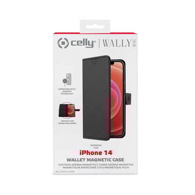 Celly Wallymag funda para teléfono móvil 15,5 cm (6.1'') Funda cartera Negro