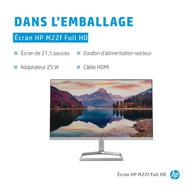 HP M22f 54,6 cm (21.5'') 1920 x 1080 pixels Full HD LCD Noir, Argent