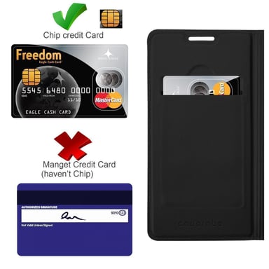 Coque pour Apple iPhone 11 en CLASSY NOIR Housse de protection Étui avec fermeture magnétique, fonction de support et compartiment pour carte