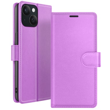 Zanaé Funda tipo cartera para iPhone 15 con soporte y lengüeta magnética Violeta