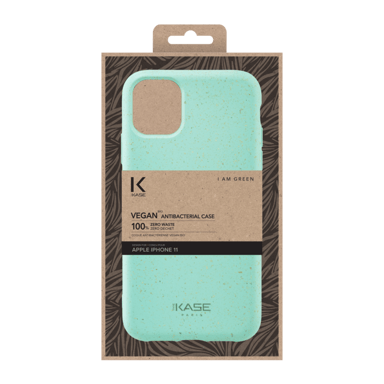 Coque antibactérienne vegan bio 100 % zéro déchet pour Apple iPhone 11, Vert Brumeux