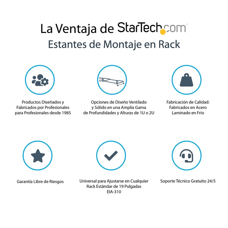 StarTech.com Etagère cantilever ventilée pour rack de serveur universel 2U 16 pouces Etagère d'armoire serveur fixe 22 kg Neuf - vue 3