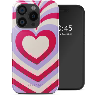 Selencia Coque arrière Vivid avec MagSafe pour Apple iPhone 15 Pro - Double Hearts Rubine Red Lilac