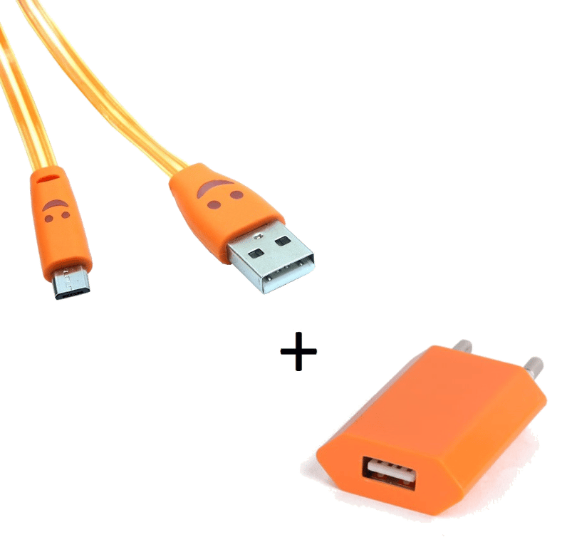 Pack Chargeur pour Manette Playstation 4 PS4 Smartphone Micro USB (Cable Smiley LED + Prise Secteur