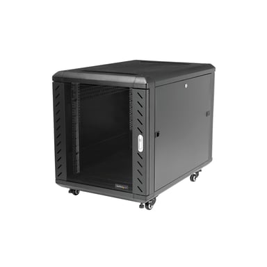 StarTech.com Armoire Rack Serveur 12U à 4 Montants, Armoire Verrouillable 19'' pour Ordinateur/AV/Équipement IT, Rack Réseau pour Bureau/Domicile avec Roulettes et Rails de Montage Ajustables