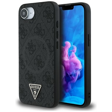 Étui Guess 4G Ring Triangle Logo MagSafe pour iPhone 16e noir